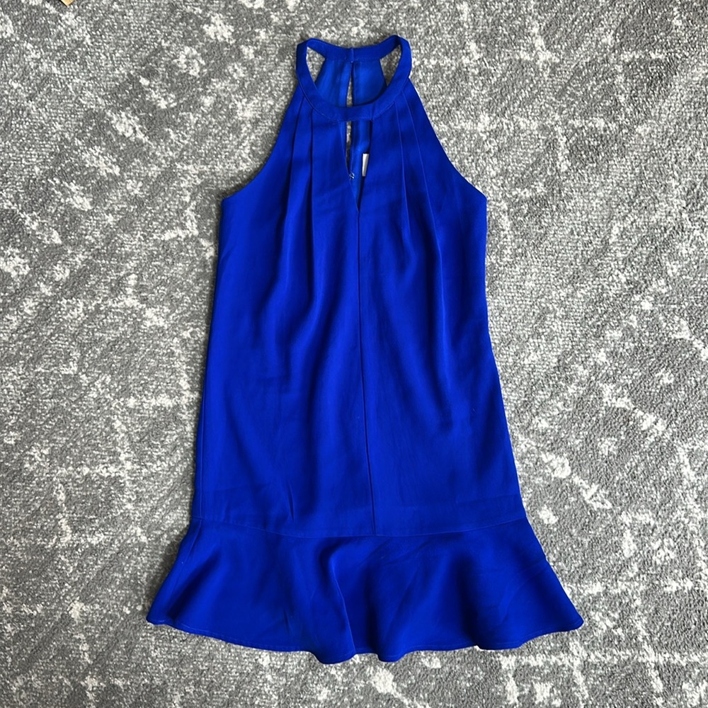 Anthropologie Greylin Brand Cobalt Blue Sleeveless flutter Dress - Picture 2 of 16